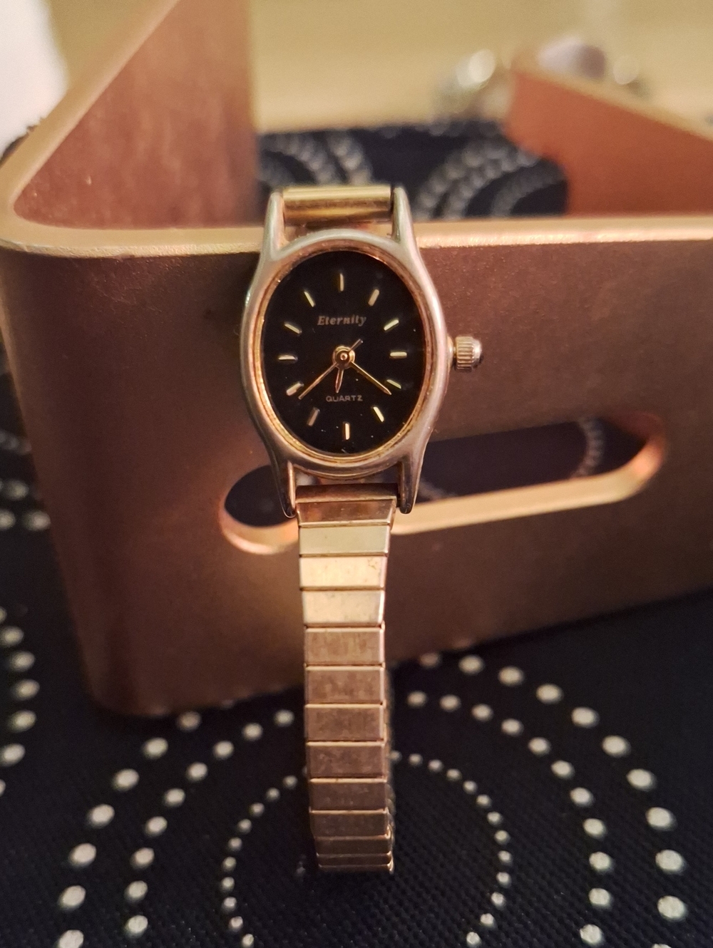 Eternity Gold-Tone Ladies Quartz Watch with Black Dial